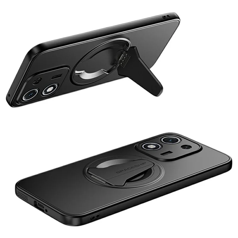 For Honor X70i Case Compatible with MagSafe Hidden Kickstand Skin-Feel Matte PC TPU Phone Back Cover - Black