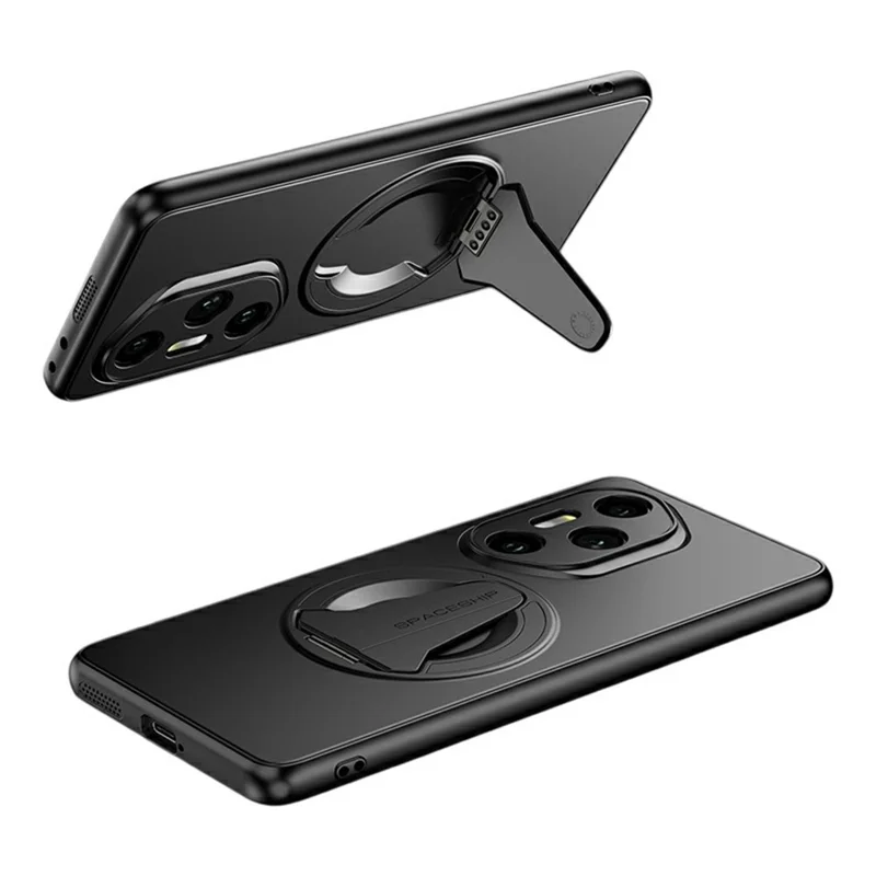 For Honor 300 Pro Case Magnetic Case Hidden Kickstand Skin-Feel Matte PC TPU Phone Back Cover - Black