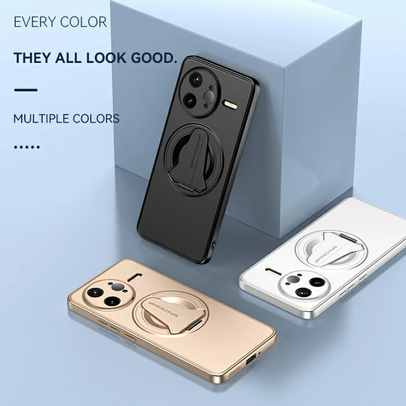 Étui compatible pour Xiaomi Poco F7 Ultra 5G / Redmi K80 Pro 5G avec support dissimulé, sensation de peau, coque arrière en PC mat TPU - Noir