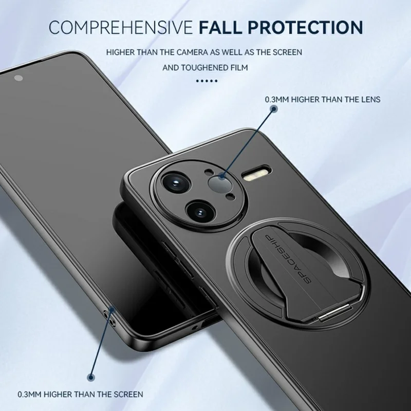 Étui compatible pour Xiaomi Poco F7 Ultra 5G / Redmi K80 Pro 5G avec support dissimulé, sensation de peau, coque arrière en PC mat TPU - Noir