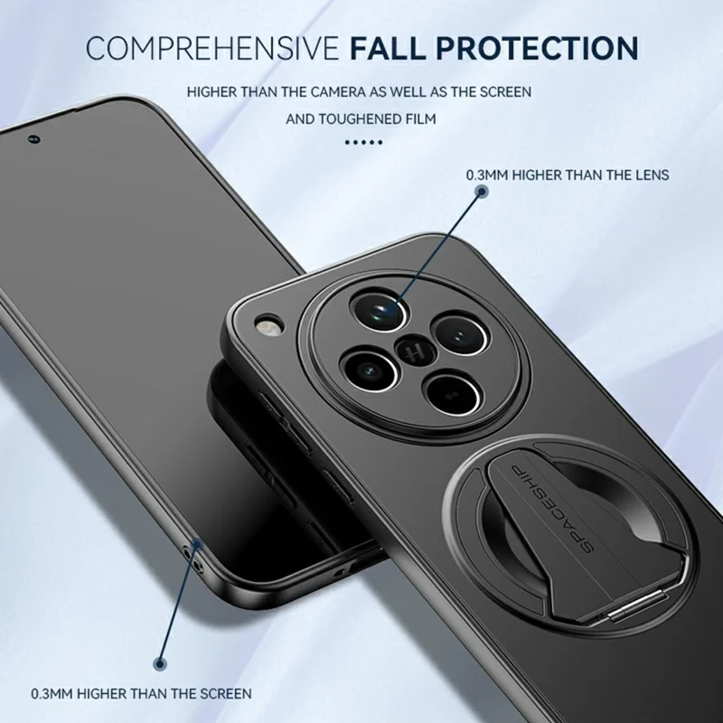 Capa para Oppo Find X8 5G Compatível com MagSafe com Suporte Oculto, Capa Traseira de Telefone de PC TPU com Sensação de Pele Fosca - Preto
