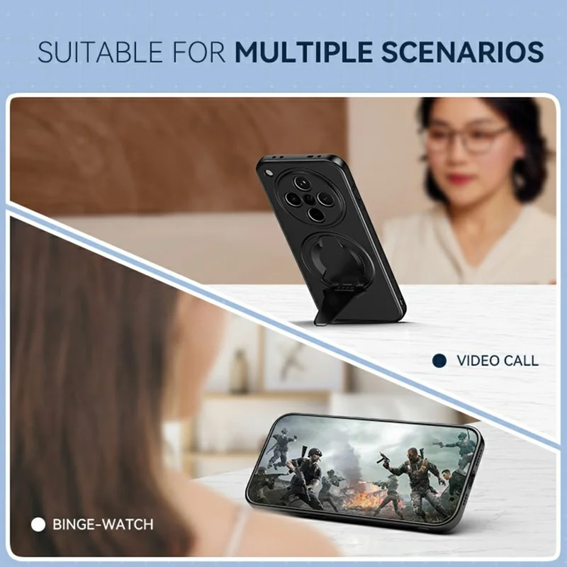 Capa para Oppo Find X8 5G Compatível com MagSafe com Suporte Oculto, Capa Traseira de Telefone de PC TPU com Sensação de Pele Fosca - Preto