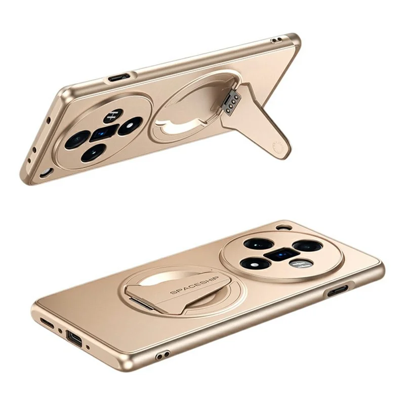Capa para Oppo Find X7 5G Compatível com MagSafe com Suporte Oculto Sensação de Pele Capa Traseira de PC TPU Fosca - Ouro Deserto