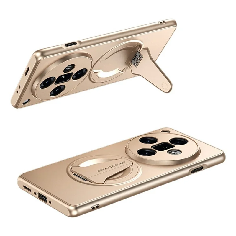 For Oppo Find X7 Ultra Case Compatible with MagSafe Hidden Kickstand Skin-Feel Matte PC TPU Phone Back Cover - Desert Gold
