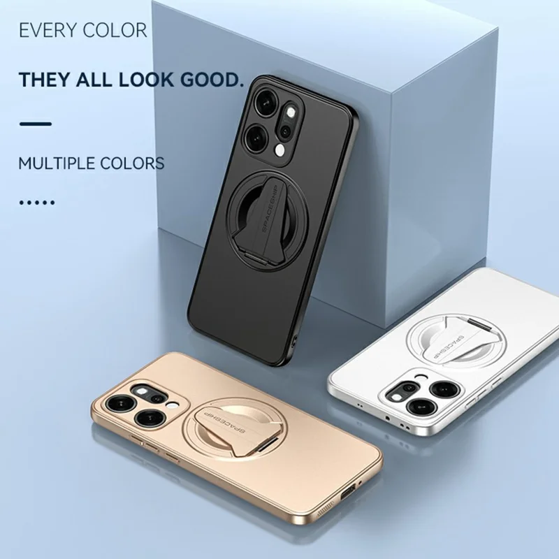 Чехол для Oppo Reno14 Pro 5G (Global) с поддержкой MagSafe, скрытой подставкой, матовой текстурой PC TPU, задней крышкой для телефона - Черный