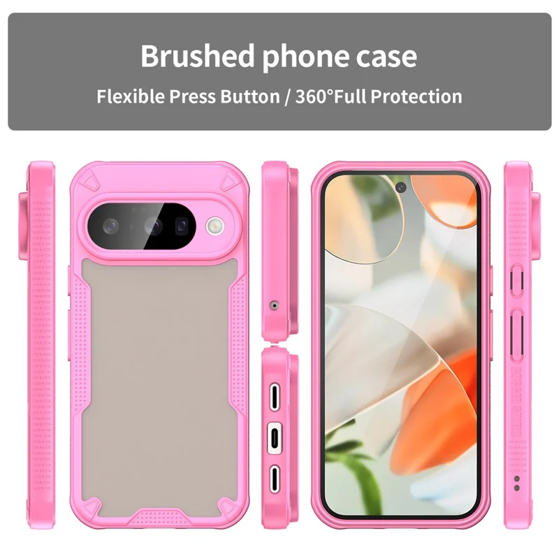For Google Pixel 10 Case PC + TPU Semi-Transparent Frosted Finish Protective Phone Cover - Pink