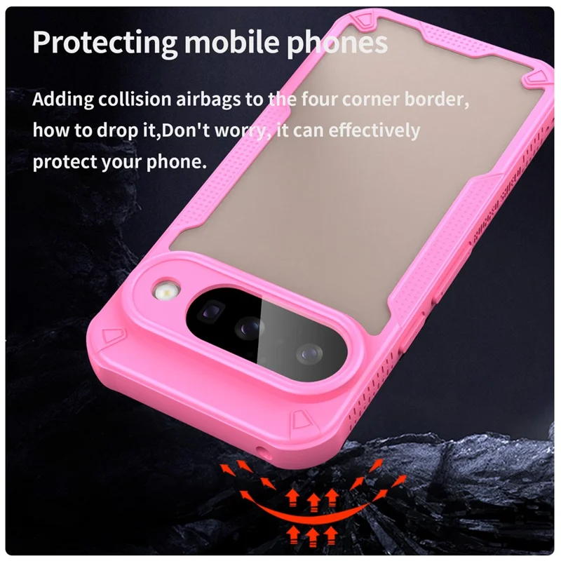 For Google Pixel 10 Case PC + TPU Semi-Transparent Frosted Finish Protective Phone Cover - Pink