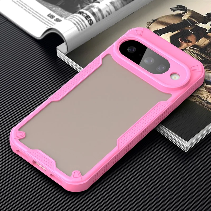 For Google Pixel 10 Case PC + TPU Semi-Transparent Frosted Finish Protective Phone Cover - Pink
