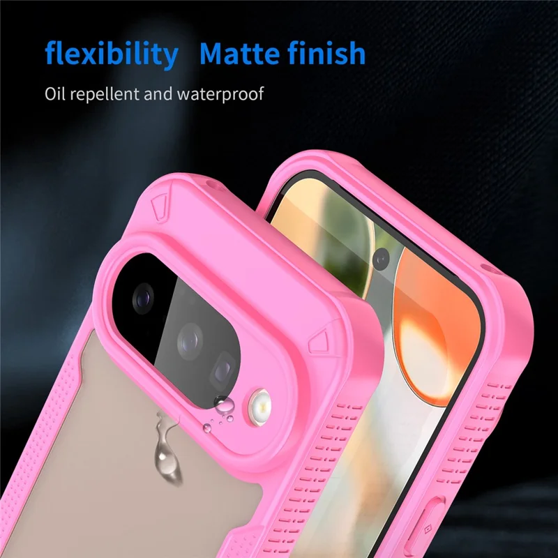 For Google Pixel 10 Case PC + TPU Semi-Transparent Frosted Finish Protective Phone Cover - Pink