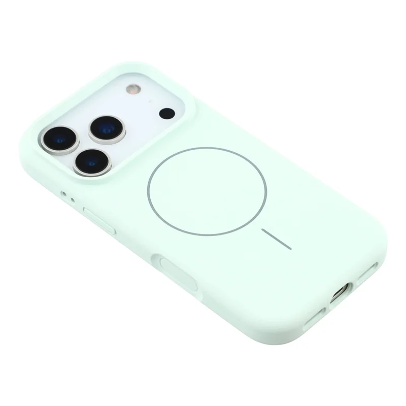 For iPhone 17 Pro Max Case Compatible with MagSafe Liquid Silicone + PC Phone Cover with Camera Touch Control Button - Light Green