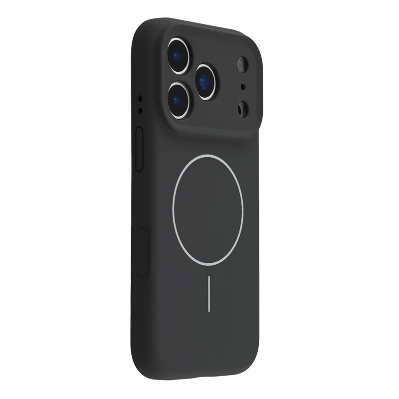 For iPhone 17 Pro Max Case Compatible with MagSafe Liquid Silicone + PC Phone Cover with Camera Touch Control Button - Black