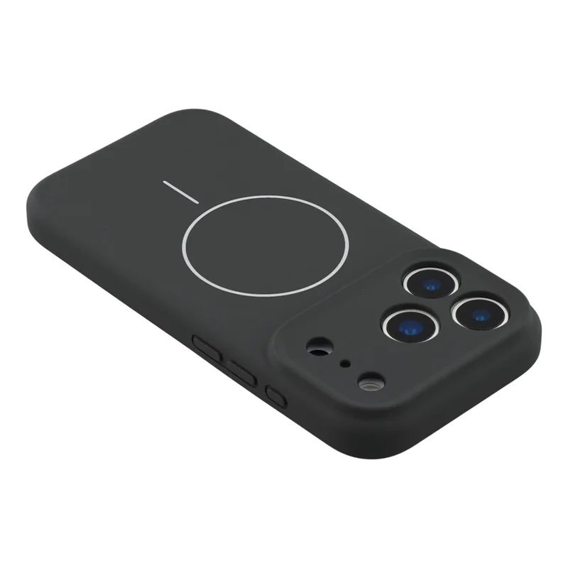 For iPhone 17 Pro Max Case Compatible with MagSafe Liquid Silicone + PC Phone Cover with Camera Touch Control Button - Black