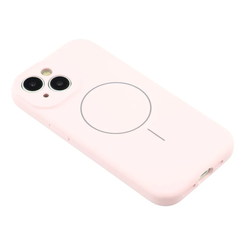 For iPhone 14 Case Compatible with MagSafe Soft Skin-Touch Liquid Silicone + PC Phone Cover - Pink