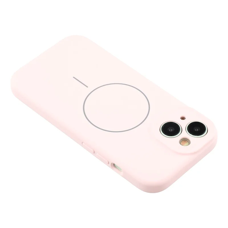 For iPhone 14 Case Compatible with MagSafe Soft Skin-Touch Liquid Silicone + PC Phone Cover - Pink