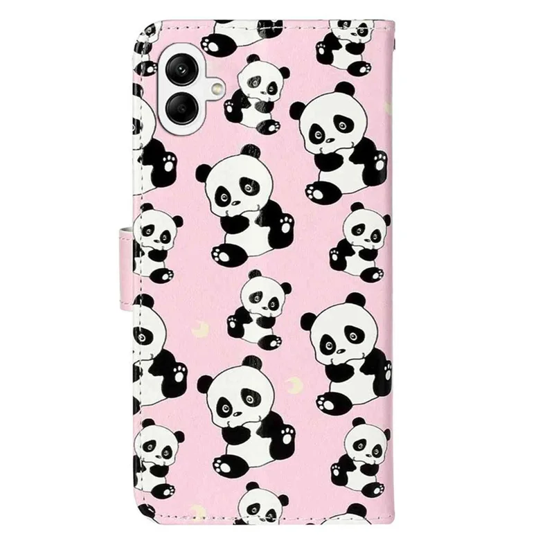 Leather Case For Samsung Galaxy A07 4G  /  A06 5G  /  A06 4G Pattern Wallet Phone Cover with Strap - Panda