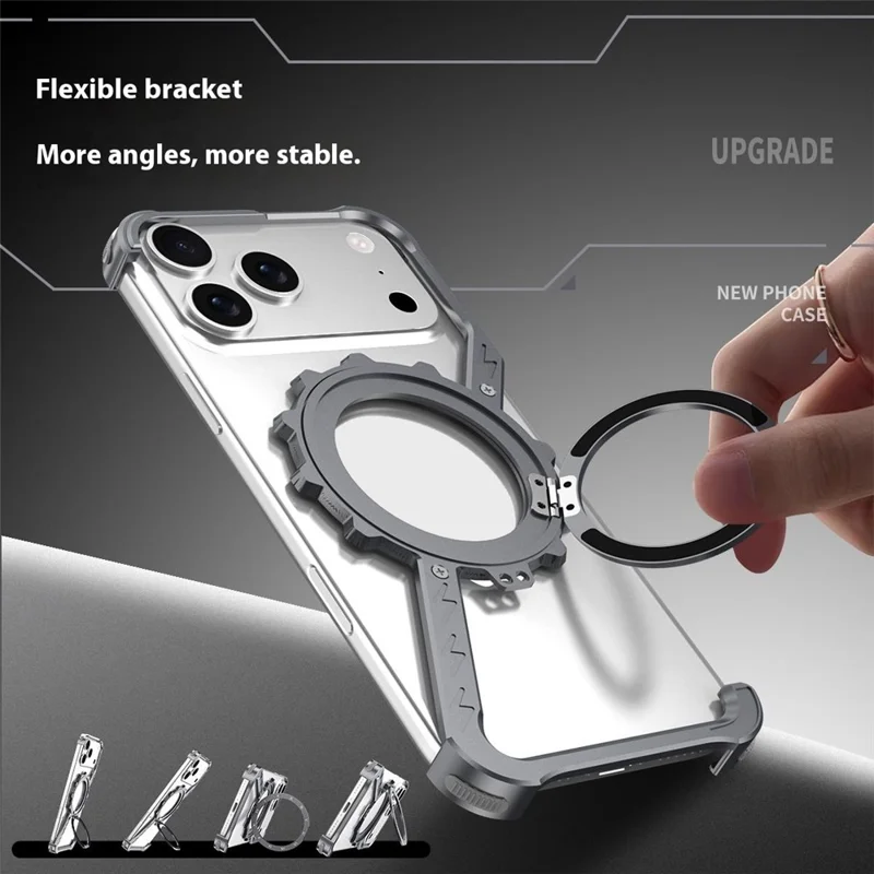 For iPhone 17 Pro Max Kickstand Case Compatible with MagSafe Z Shape Bumper Phone Cover - Black