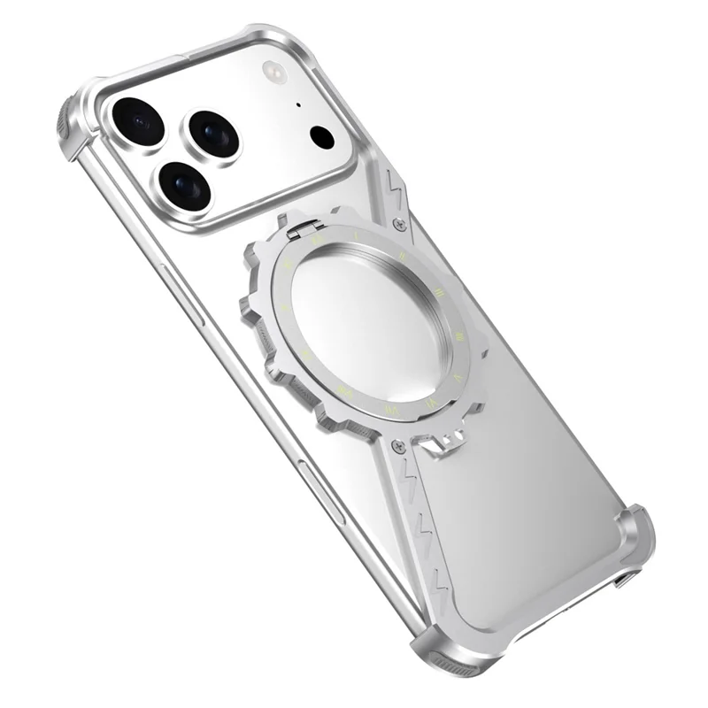 For iPhone 17 Pro Kickstand Case Compatible with MagSafe Z Shape Bumper Phone Cover - Silver