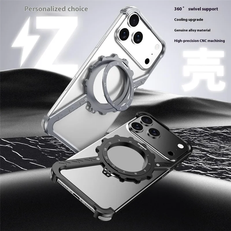 For iPhone 17 Pro Kickstand Case Compatible with MagSafe Z Shape Bumper Phone Cover - Silver