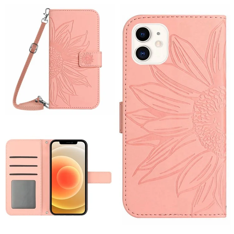 Pour Iphone 12 Mini 5,4 Pouces HT04 Chemps de Téléphone de Tempre Signage Magnet de Couvement de Close Magnétiqu - Rose Clair