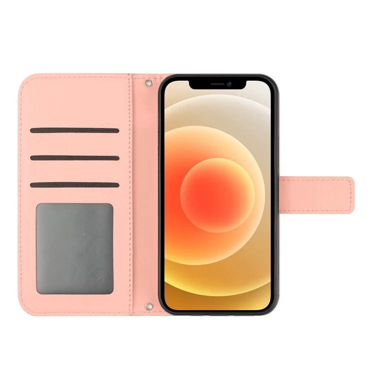 Pour Iphone 12 Mini 5,4 Pouces HT04 Chemps de Téléphone de Tempre Signage Magnet de Couvement de Close Magnétiqu - Rose Clair