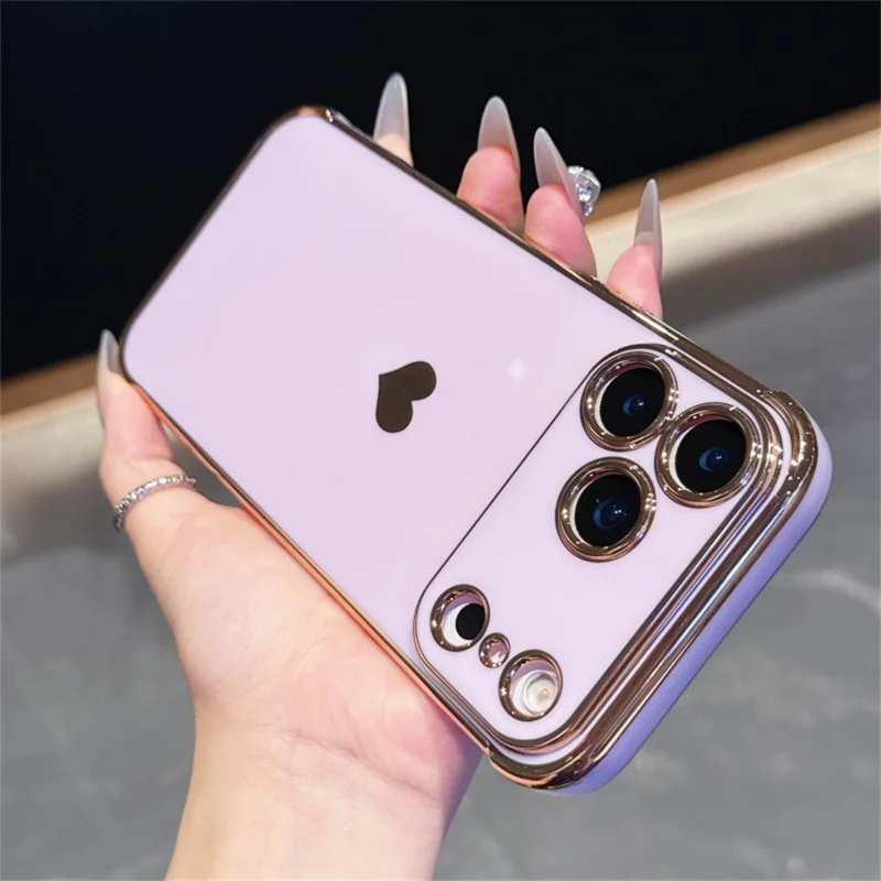 For iPhone 17 Pro Max Case TPU Phone Back Cover Electroplating Heart Pattern - Purple