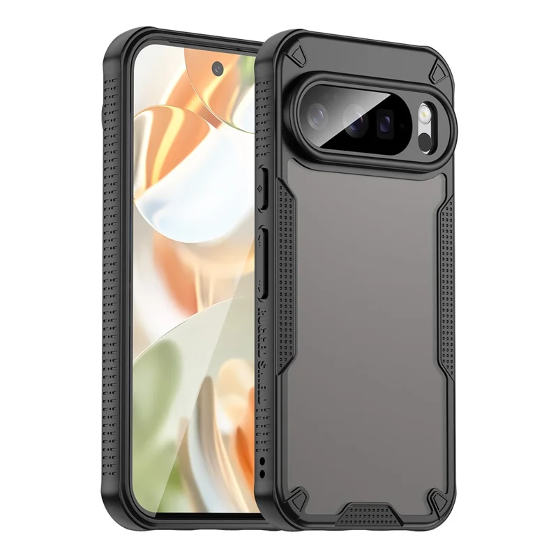 For Google Pixel 10 Pro Case PC + TPU Semi-Transparent Frosted Finish Protective Phone Cover - Black