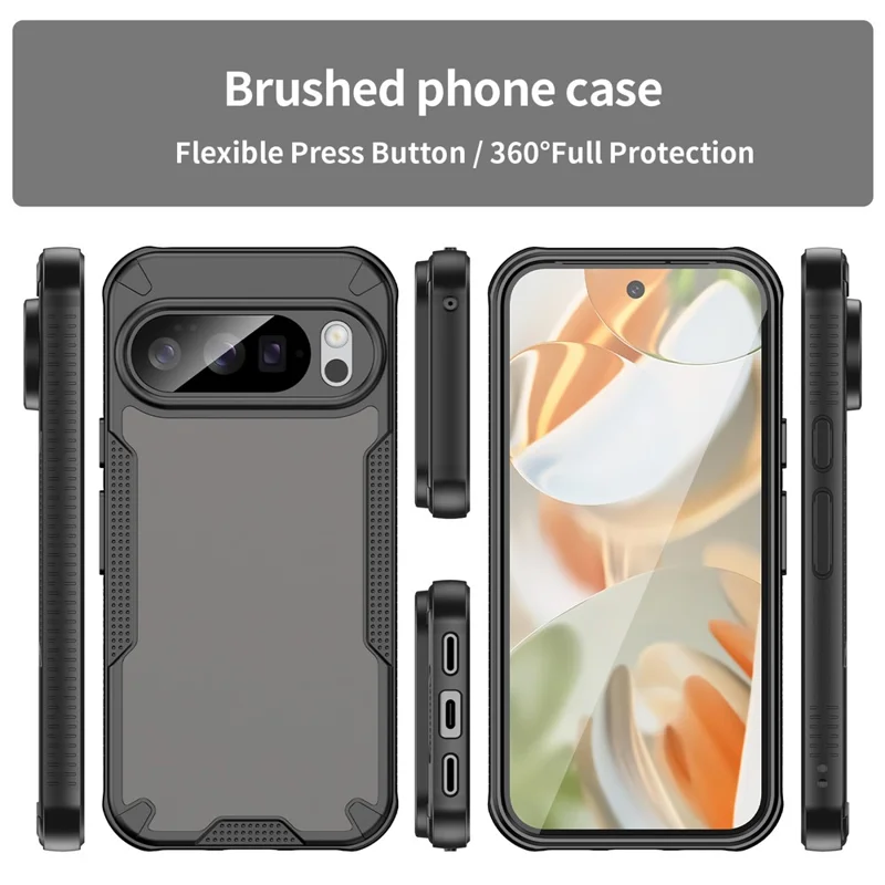 For Google Pixel 10 Pro Case PC + TPU Semi-Transparent Frosted Finish Protective Phone Cover - Black