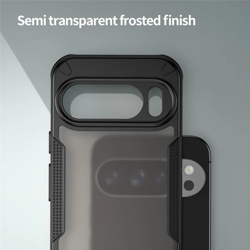 For Google Pixel 10 Pro Case PC + TPU Semi-Transparent Frosted Finish Protective Phone Cover - Black