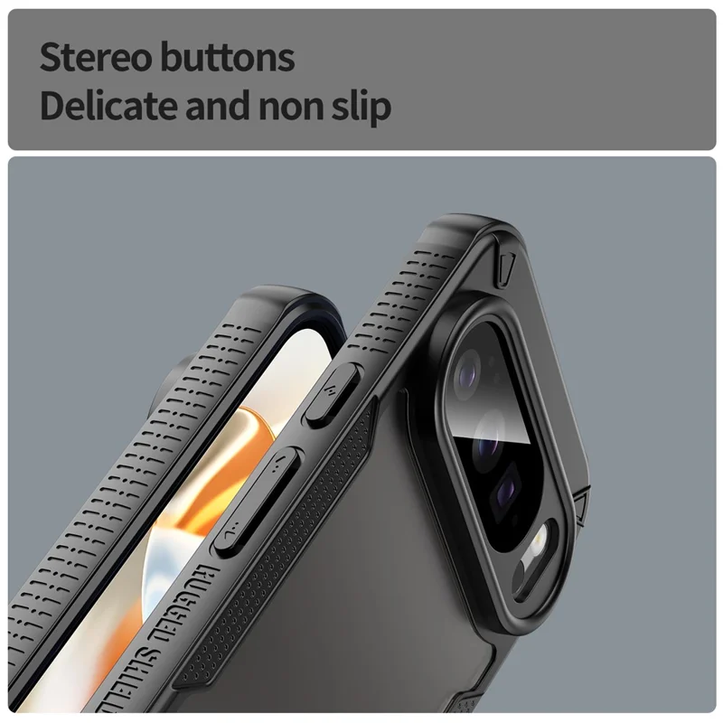 For Google Pixel 10 Pro Case PC + TPU Semi-Transparent Frosted Finish Protective Phone Cover - Black