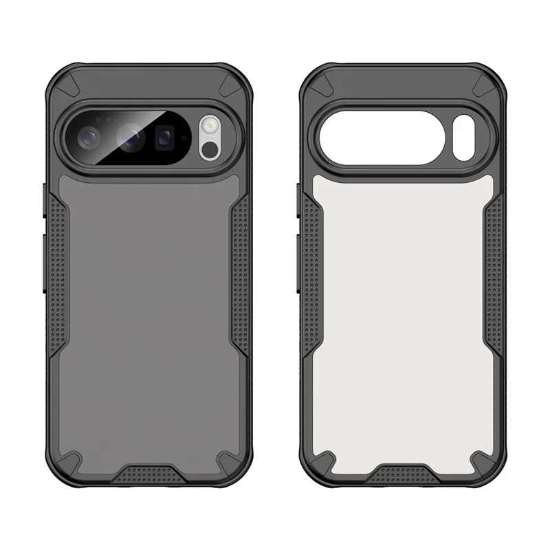 For Google Pixel 10 Pro Case PC + TPU Semi-Transparent Frosted Finish Protective Phone Cover - Black
