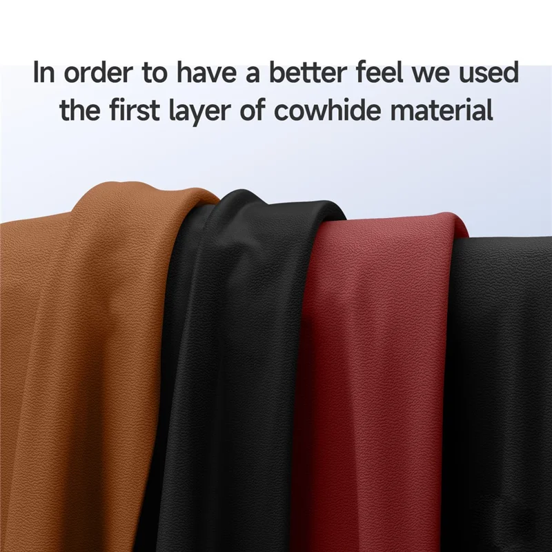 For iPhone 17 Case Compatible with MagSafe Genuine Cow Leather+PC Kickstand Phone Cover - Red