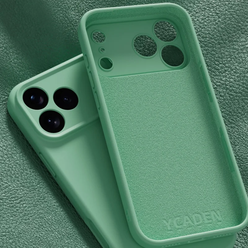 YCADEN Hülle für iPhone 17 Pro - Präzise Aussparungen, TPU-Rückseite - Bohnengün