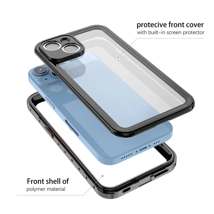 REDPEPPER PRO Series IP68 Étui à Téléphone Imperméable Pour L'iphone 14, Couverture de Smartphone Anti-poussière Transparente de Protection Complète à la Protection Scratch Scratch