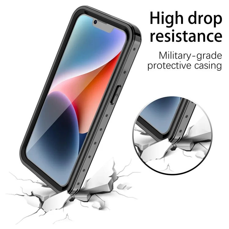 REDPEPPER PRO Series IP68 Étui à Téléphone Imperméable Pour L'iphone 14, Couverture de Smartphone Anti-poussière Transparente de Protection Complète à la Protection Scratch Scratch