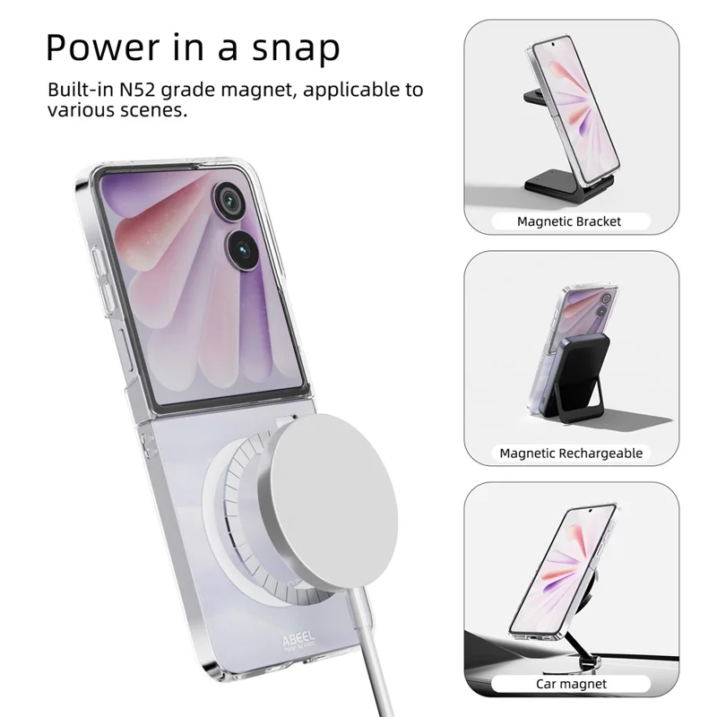 ABEEL For Honor Magic V Flip 2 Capa Magnética Transparente PC Anti Arranhões Capa de Telefone
