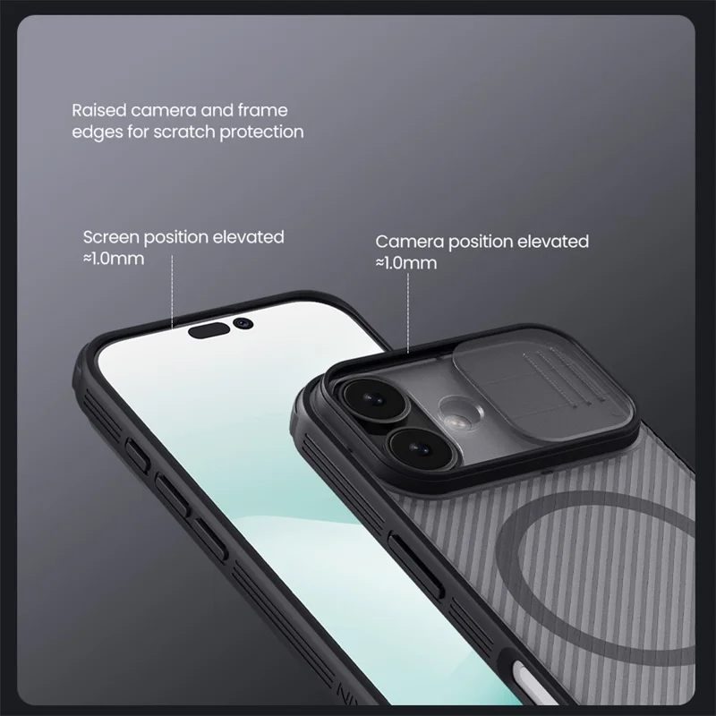 NILLKIN Camshield Pro Magnetic Series For iPhone 17 Case TPU + PC Clear Black Phone Cover with Camera Slider