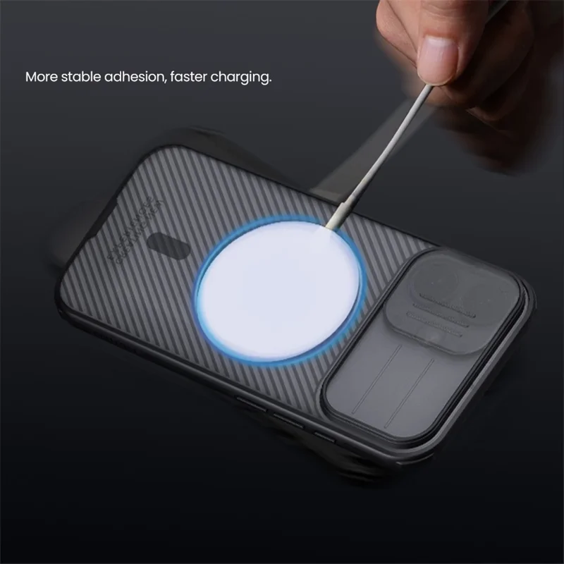 NILLKIN Camshield Pro Magnetic Series For iPhone 17 Case TPU + PC Clear Black Phone Cover with Camera Slider