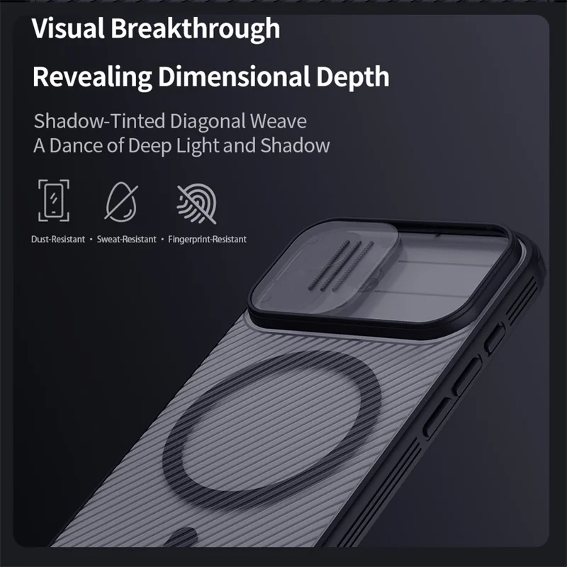 NILLKIN Camshield Pro Magnetic Series For iPhone 17 Case TPU + PC Clear Black Phone Cover with Camera Slider