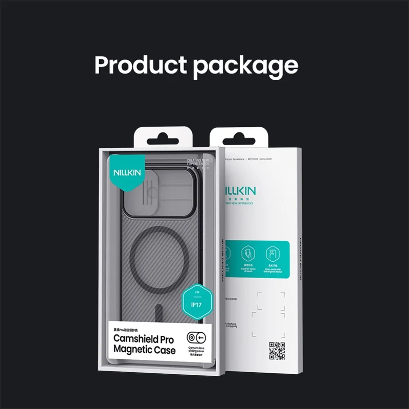 NILLKIN Camshield Pro Magnetic Series For iPhone 17 Case TPU + PC Clear Black Phone Cover with Camera Slider