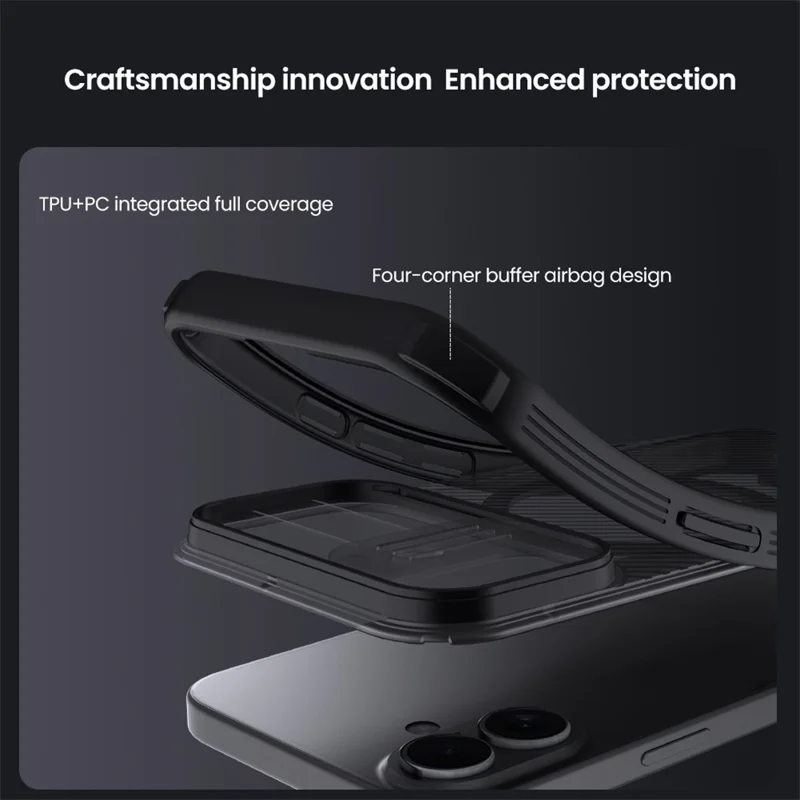 NILLKIN Camshield Pro Magnetic Series For iPhone 17 Case TPU + PC Clear Black Phone Cover with Camera Slider