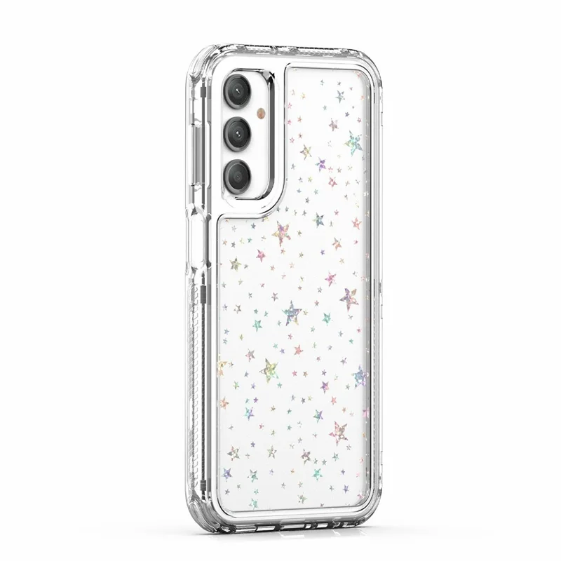 Capa para Samsung Galaxy A24 4G (162,1mm) Híbrida de Acrílico Transparente e TPU com Película Impressa a Laser - Estrelas