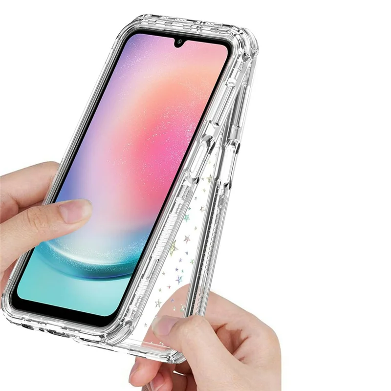 Capa para Samsung Galaxy A24 4G (162,1mm) Híbrida de Acrílico Transparente e TPU com Película Impressa a Laser - Estrelas