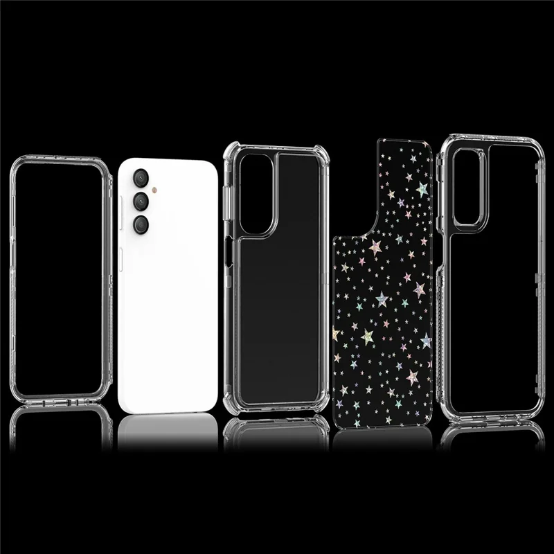 Capa para Samsung Galaxy A24 4G (162,1mm) Híbrida de Acrílico Transparente e TPU com Película Impressa a Laser - Estrelas