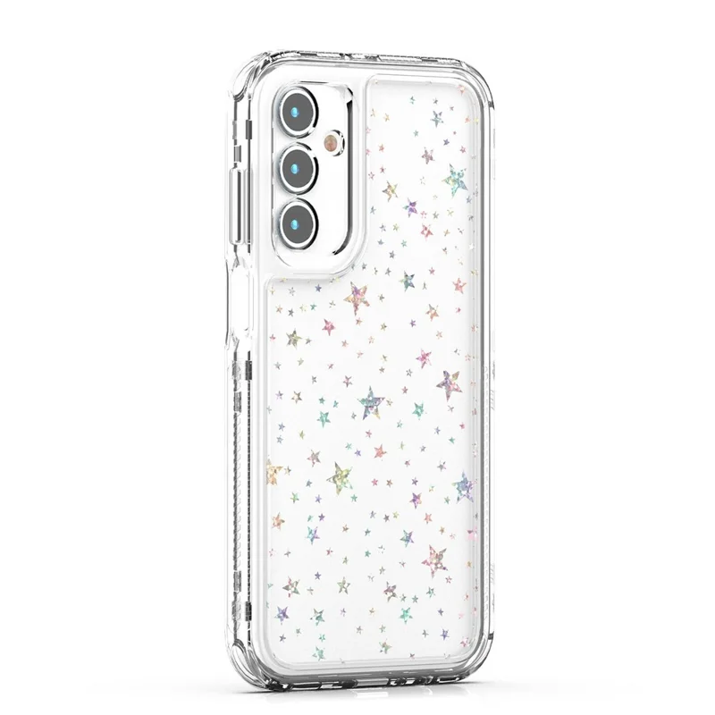 Für Samsung Galaxy A55 5G Hülle Präzise Aussparungen Acryl TPU Klare Handyhülle mit Laserbeschichteter Folie - Sterne