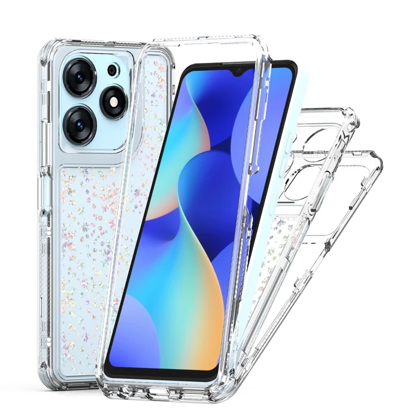 Capa TECNO Spark 10 Pro Recortes Precisos Acrílico TPU Capa de Telefone Transparente com Filme Impresso a Laser - Flocos de Neve
