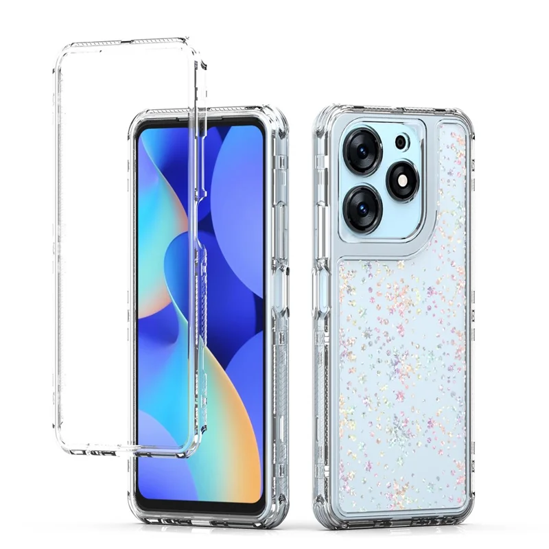 Capa TECNO Spark 10 Pro Recortes Precisos Acrílico TPU Capa de Telefone Transparente com Filme Impresso a Laser - Flocos de Neve
