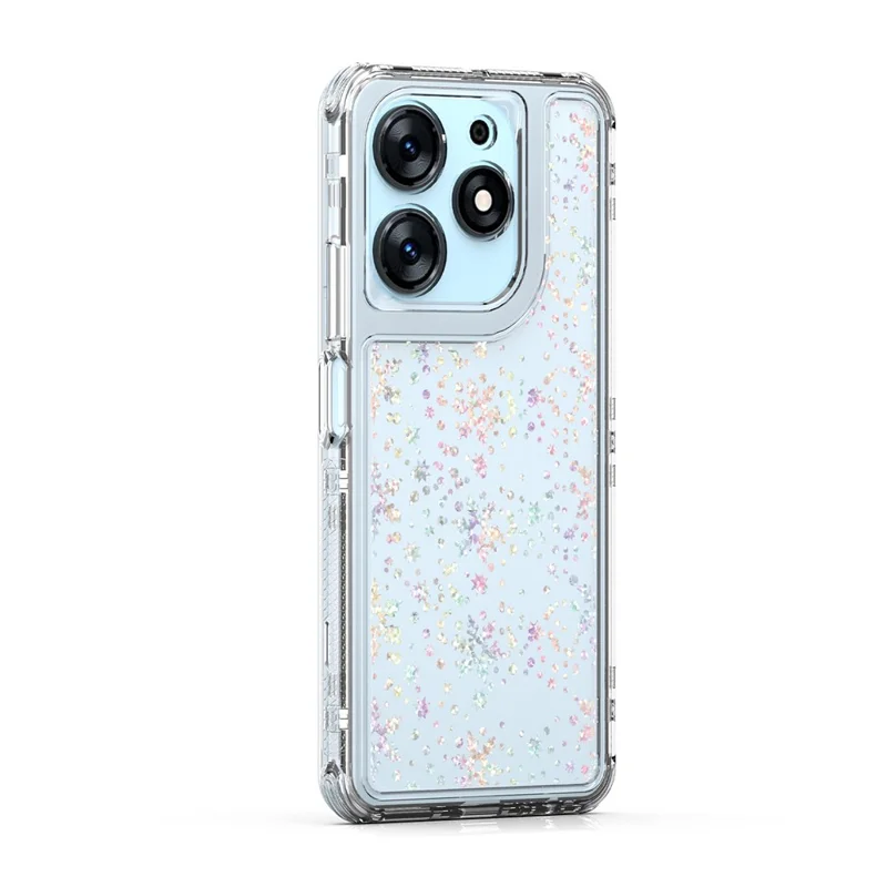 Capa TECNO Spark 10 Pro Recortes Precisos Acrílico TPU Capa de Telefone Transparente com Filme Impresso a Laser - Flocos de Neve