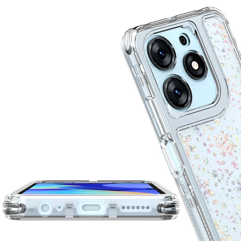 Capa TECNO Spark 10 Pro Recortes Precisos Acrílico TPU Capa de Telefone Transparente com Filme Impresso a Laser - Flocos de Neve