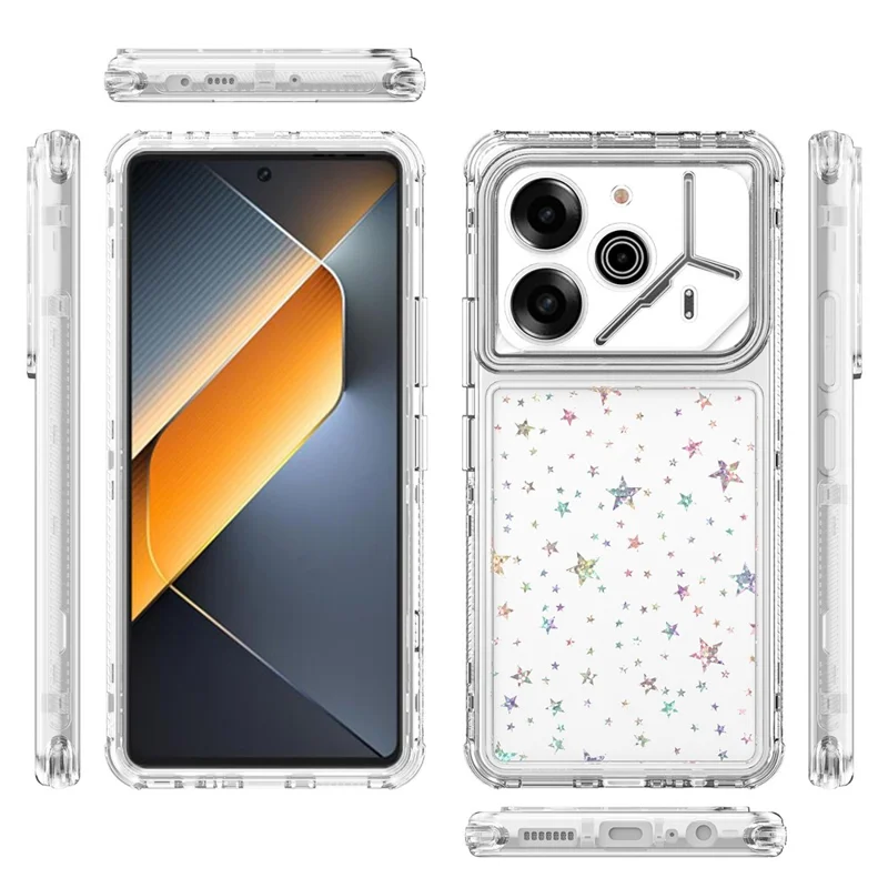 TECNO Pova 6 Pro 5G LI9 / Pova 6 5G Чехол Точные вырезы Акриловый TPU прозрачный чехол для телефона с лазерной печатной пленкой - Звезды