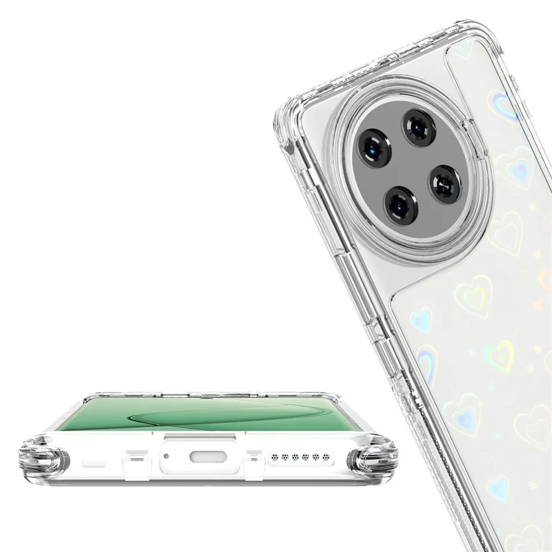 Étui pour TECNO Spark 20 Pro+ avec découpes précises, housse de téléphone en acrylique TPU transparente avec film imprimé au laser - Cœurs